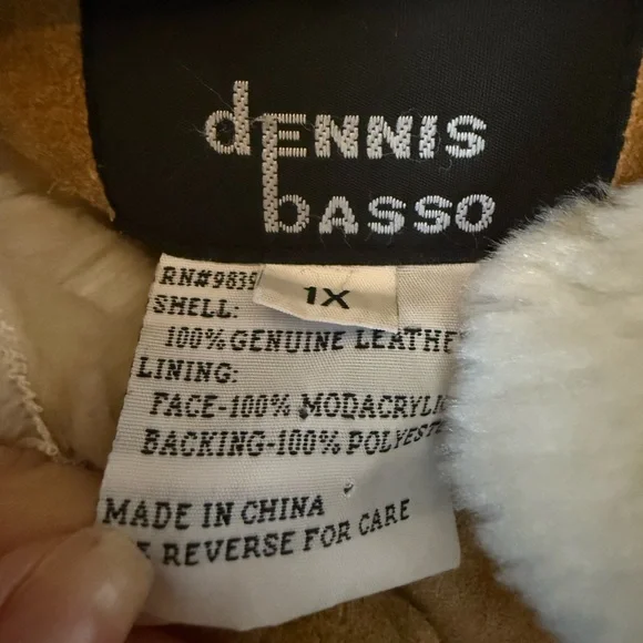 Dennis Basso vintage genuine leather suede fur lined coat sz 1X - Picture 6 of 9
